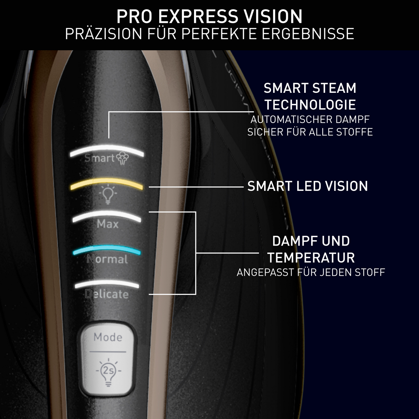 TEFAL Pro Express Vision (GV9820) Dampfbügelstation Schwarz/Gold
